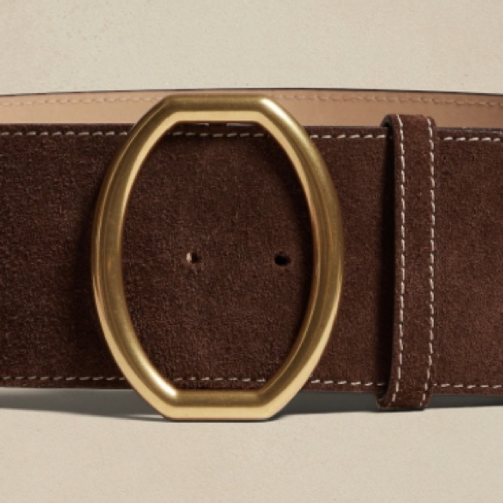 NWT Banana Republic Wide Large Buckle Suede Statement Belt - Picture 3 of 5